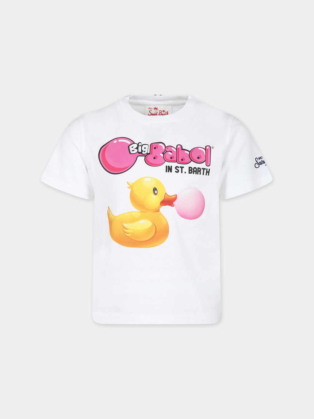 White t-shirt for boy with ducky print